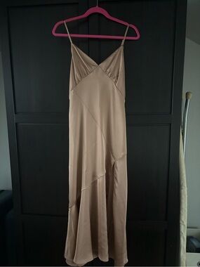 Dress Forum Satin Slip Maxi Dress in Copper